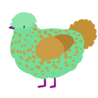 A spring and gold chicken with a speckle pattern