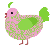 A pink and grass chicken with a double-lace pattern