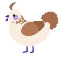 A cream and brown chicken with a neck-speckle pattern