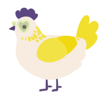 A cream and yellow chicken with a neck-speckle pattern