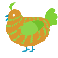 A orange and grass chicken with a bar pattern