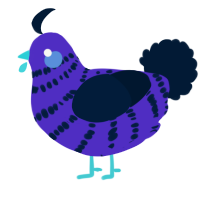 A indigo and tumblr chicken with a bar pattern