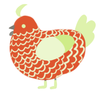 A vermilion and apple chicken with a lace pattern