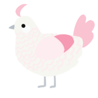 A white and rose chicken with a lace pattern