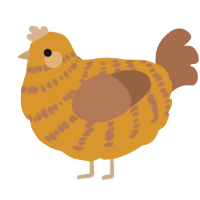 A orange and brown chicken with a bar pattern