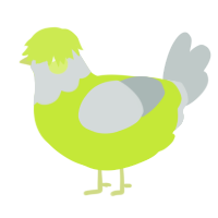 A lime and silver chicken with a head pattern