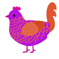 A amethyst and vermilion chicken with a lace pattern