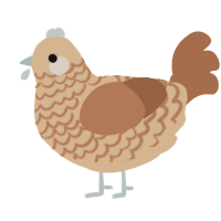 A beige and brown chicken with a lace pattern