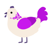 A cream and amethyst chicken with a neck-speckle pattern