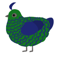 A leaf and navy chicken with a lace pattern