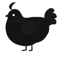 A black and sable chicken with a neck-speckle pattern