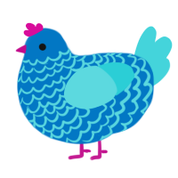 A sapphire and aqua chicken with a lace pattern