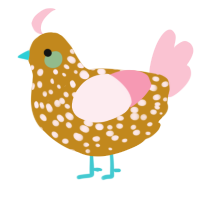 A ochre and rose chicken with a speckle pattern
