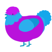 A amethyst and sky chicken with a head pattern