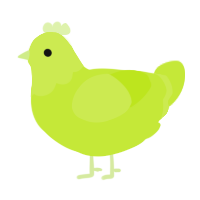 A lime chicken with a head pattern