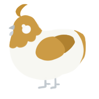A white and gold chicken with a head pattern