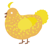A honey and yellow chicken with a speckle pattern