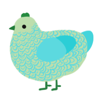A gluppy and aqua chicken with a double-lace pattern