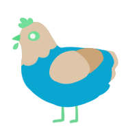 A cerulean and beige chicken with a head pattern
