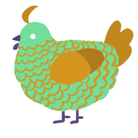 A spring and ochre chicken with a lace pattern