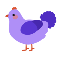 A lilac and indigo chicken