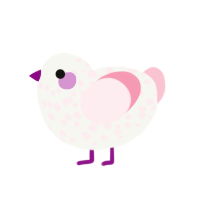 Sugarcube, a white and rose chicken with a speckle pattern