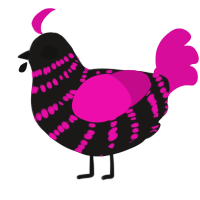 A sable and fuchsia chicken with a bar pattern