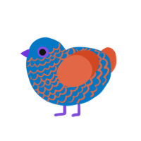 (unnamed), a sapphire and vermilion chicken with a lace pattern