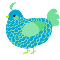 A cerulean and spring chicken with a lace pattern