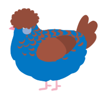 A sapphire and russet chicken with a half-lace pattern
