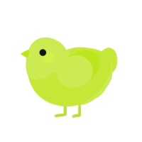 A lime chicken with a head pattern