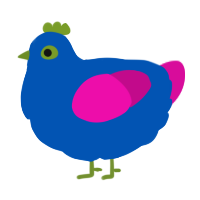 A ultramarine and fuchsia chicken