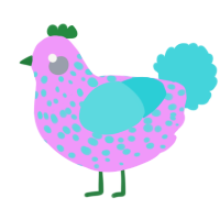 A lavender and aqua chicken with a speckle pattern