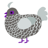 A grey and silver chicken with a lace pattern