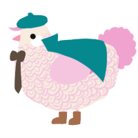 A cream and pink chicken with a double-lace pattern