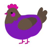 A violet and bark chicken with a head pattern