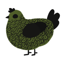 A olive and black chicken with a double-lace pattern