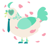 A cream and mint chicken with a neck-speckle pattern