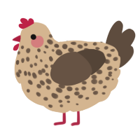 A beige and bark chicken with a speckle pattern