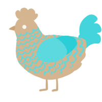 A beige and aqua chicken with a lace pattern