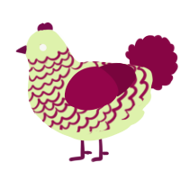 A apple and maroon chicken with a lace pattern