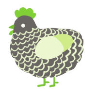 A grey and apple chicken with a lace pattern
