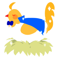 A white and gold chicken with a head pattern