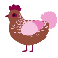 A russet and pink chicken with a half-lace pattern