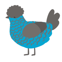 A cerulean and grey chicken with a lace pattern