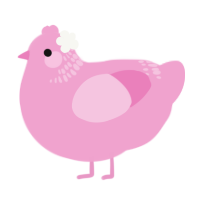 A pink chicken with a neck-band pattern