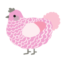 A pink and rose chicken with a lace pattern