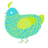 A aqua and lime chicken with a lace pattern