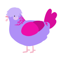 A lilac and fuchsia chicken with a neck-band pattern
