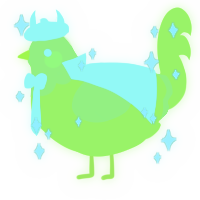 A lime chicken with a head pattern